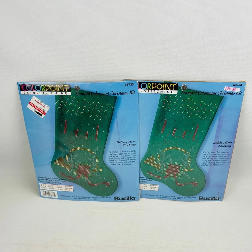 Bucilla Colorpoint Paintstitching Lot of 4 Stamped Christmas Stocking Kits 1993
